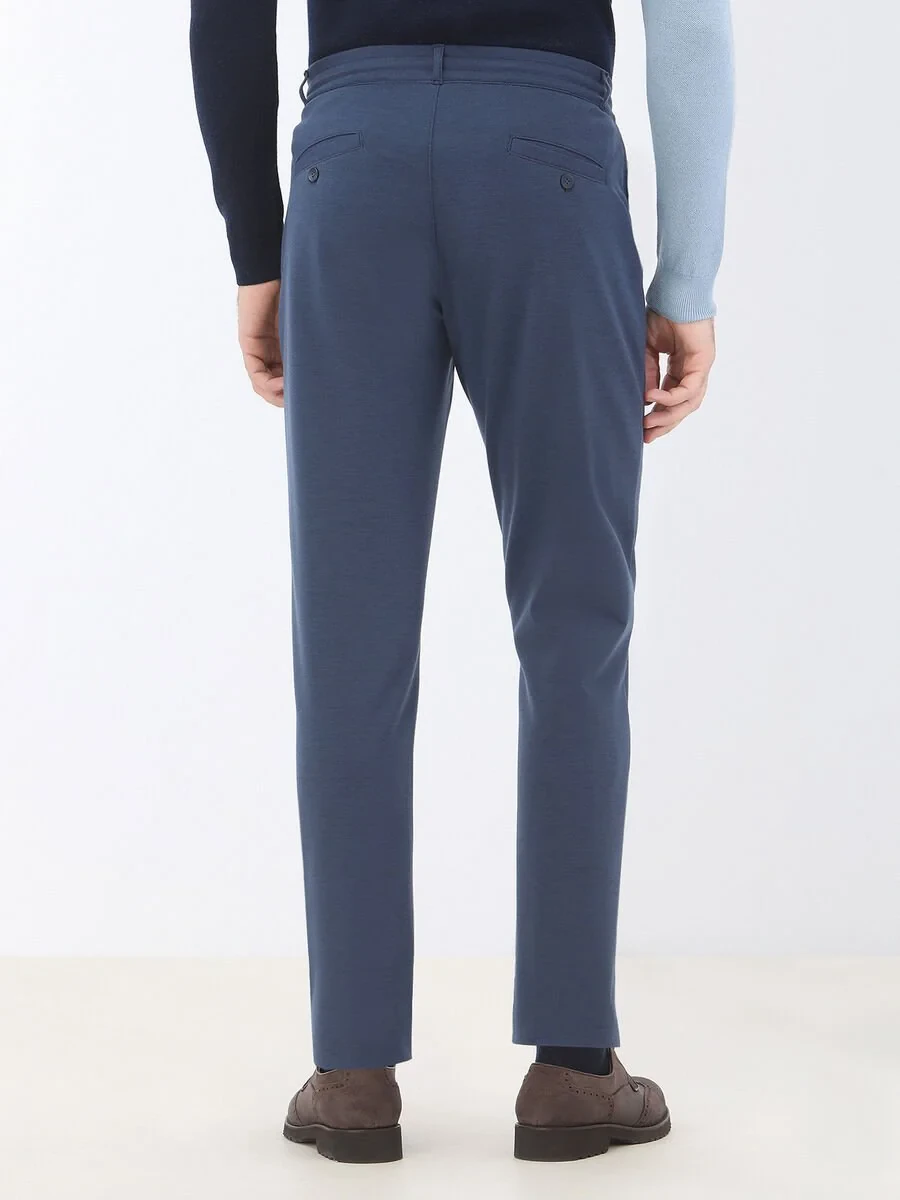 Navy Blue Knitting Jogging Fit Casual Trousers - 4