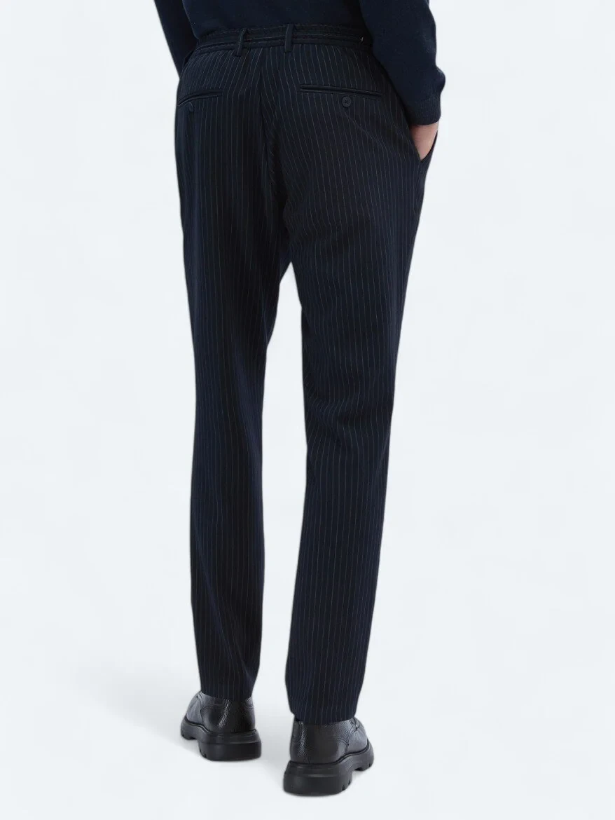 Navy Blue Knitting Jogging Fit Casual Trousers 
