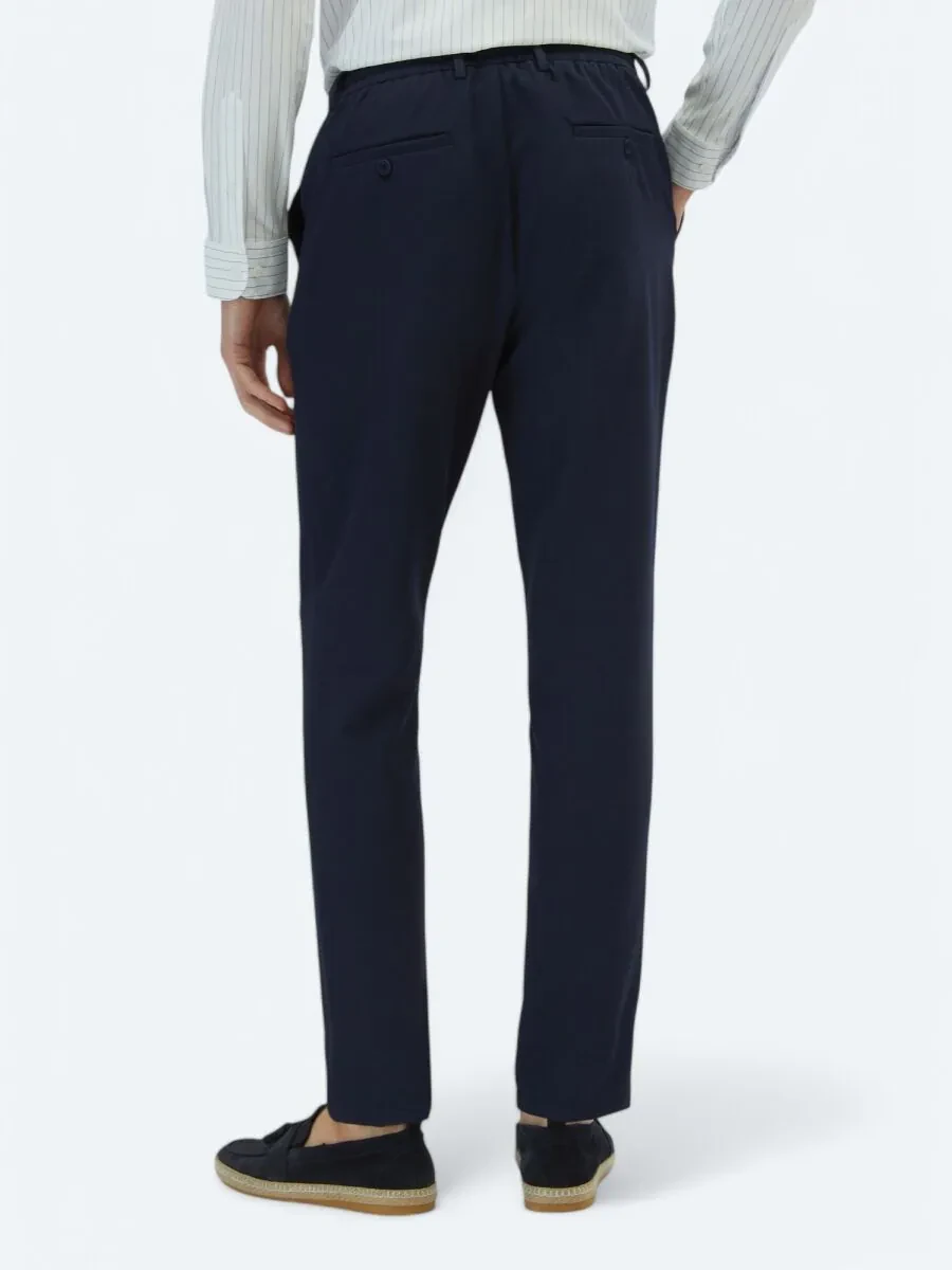 Navy Blue Knitting Jogging Fit Casual Trousers - 4