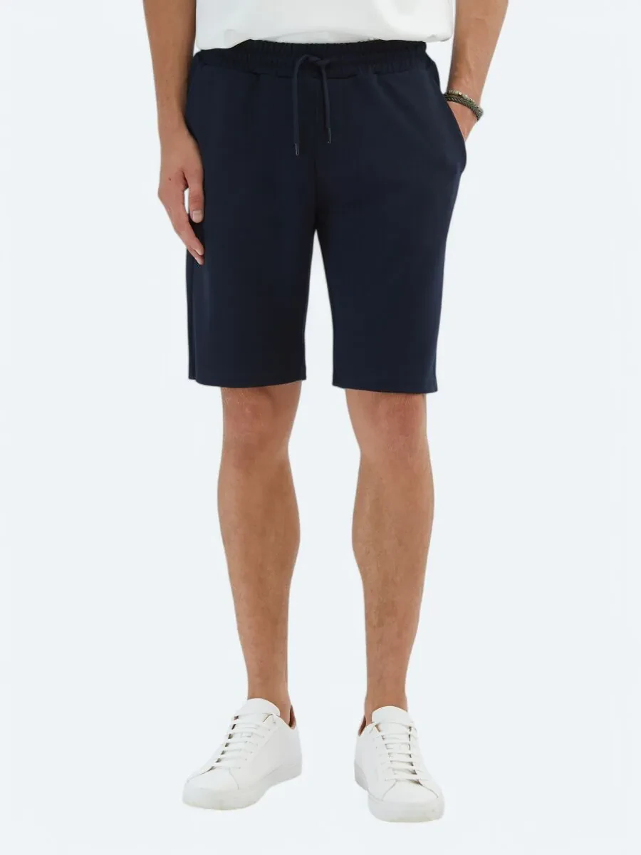 Navy Blue Knitting Jogging Fit Sport Bermuda - 2