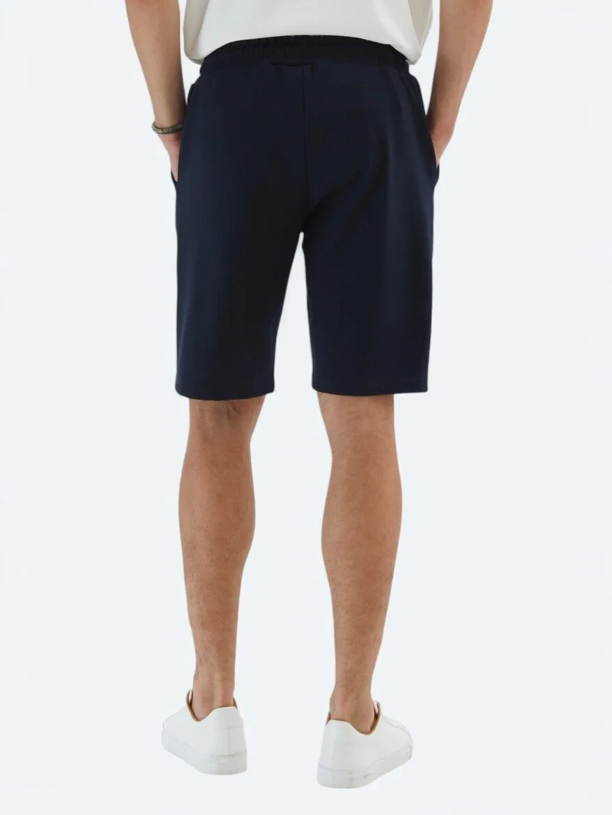 Navy Blue Knitting Jogging Fit Sport Bermuda - 5