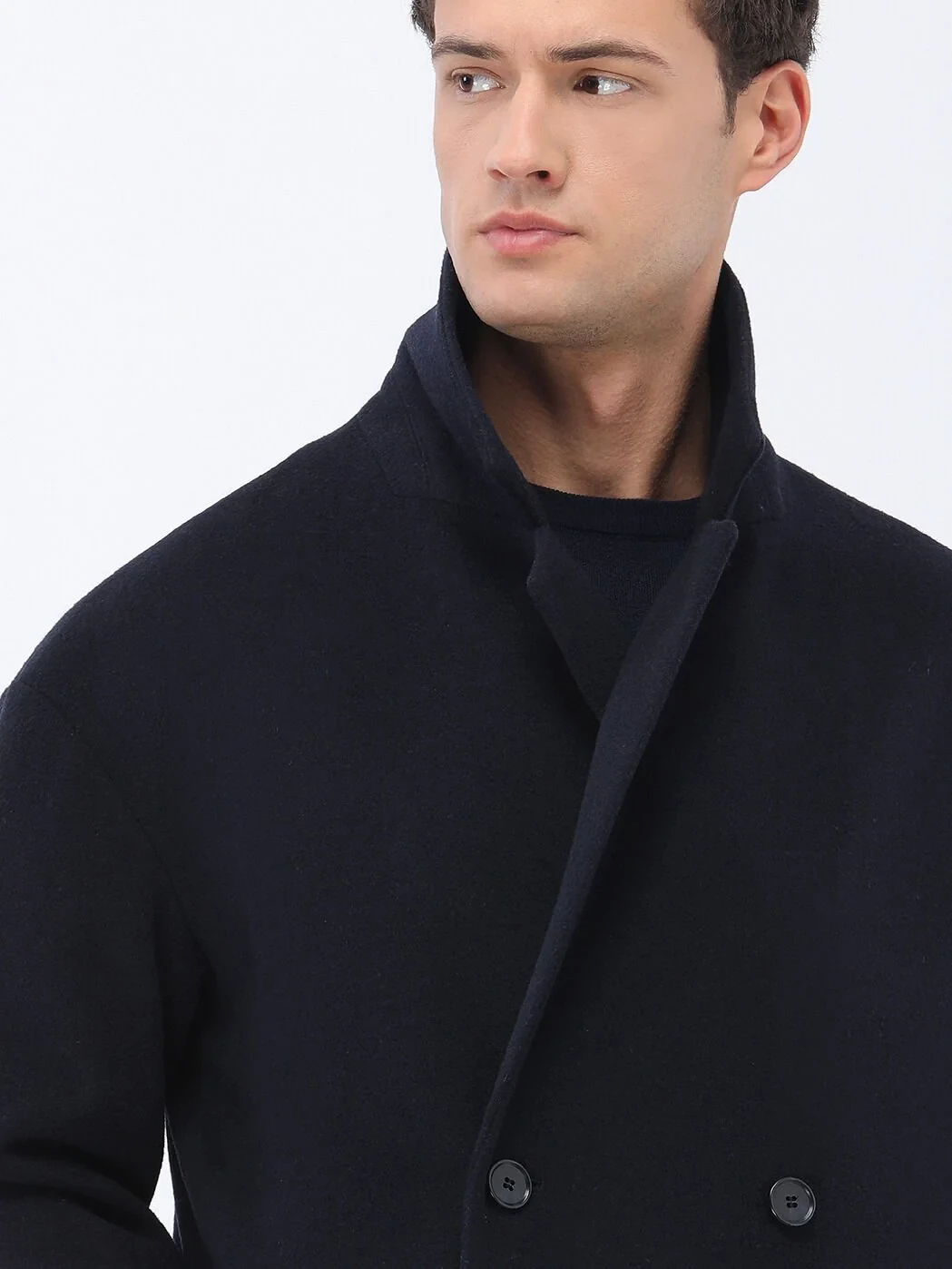 Navy Blue Knitting Overcoat - 3