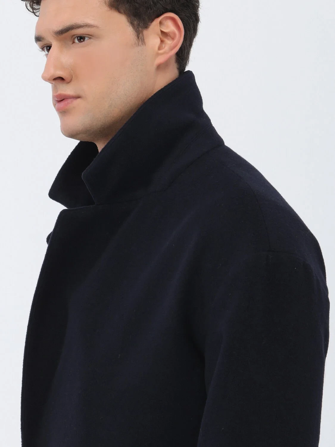 Navy Blue Knitting Overcoat - 4