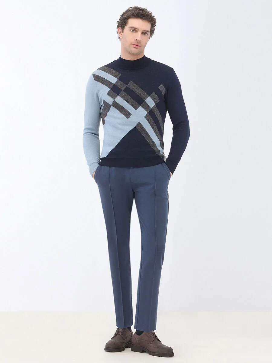 Navy Blue Knitwear Sweatshirt - 2