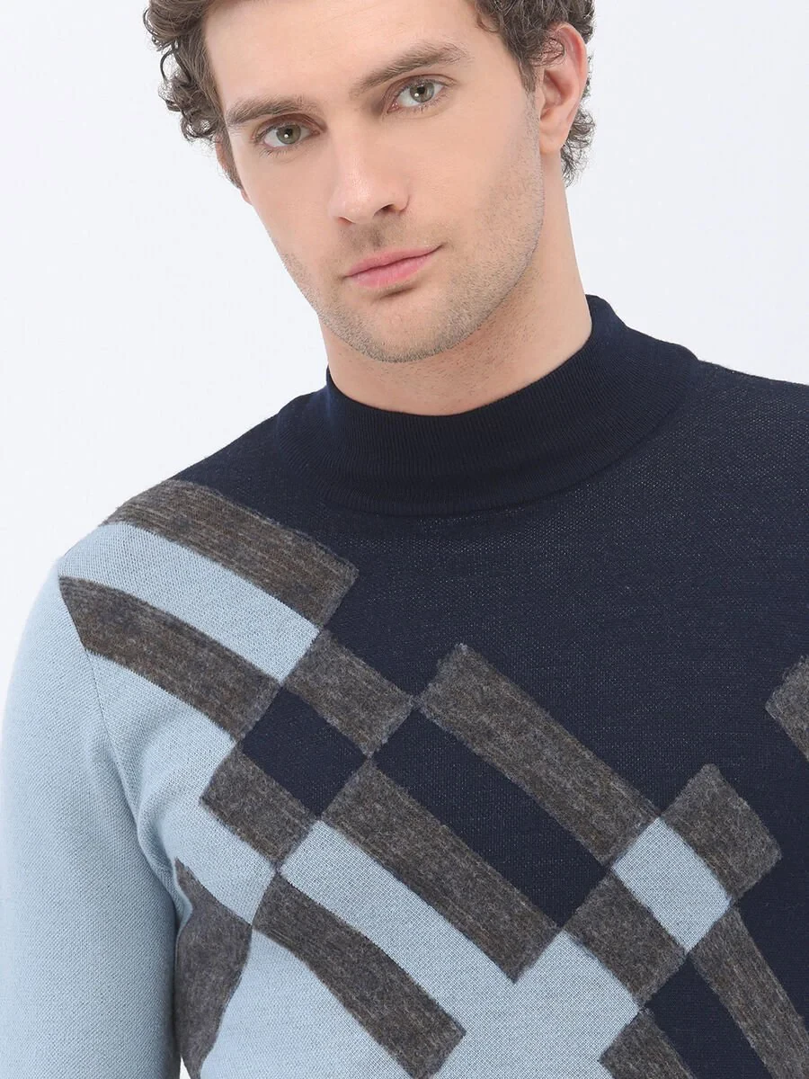 Navy Blue Knitwear Sweatshirt - 3