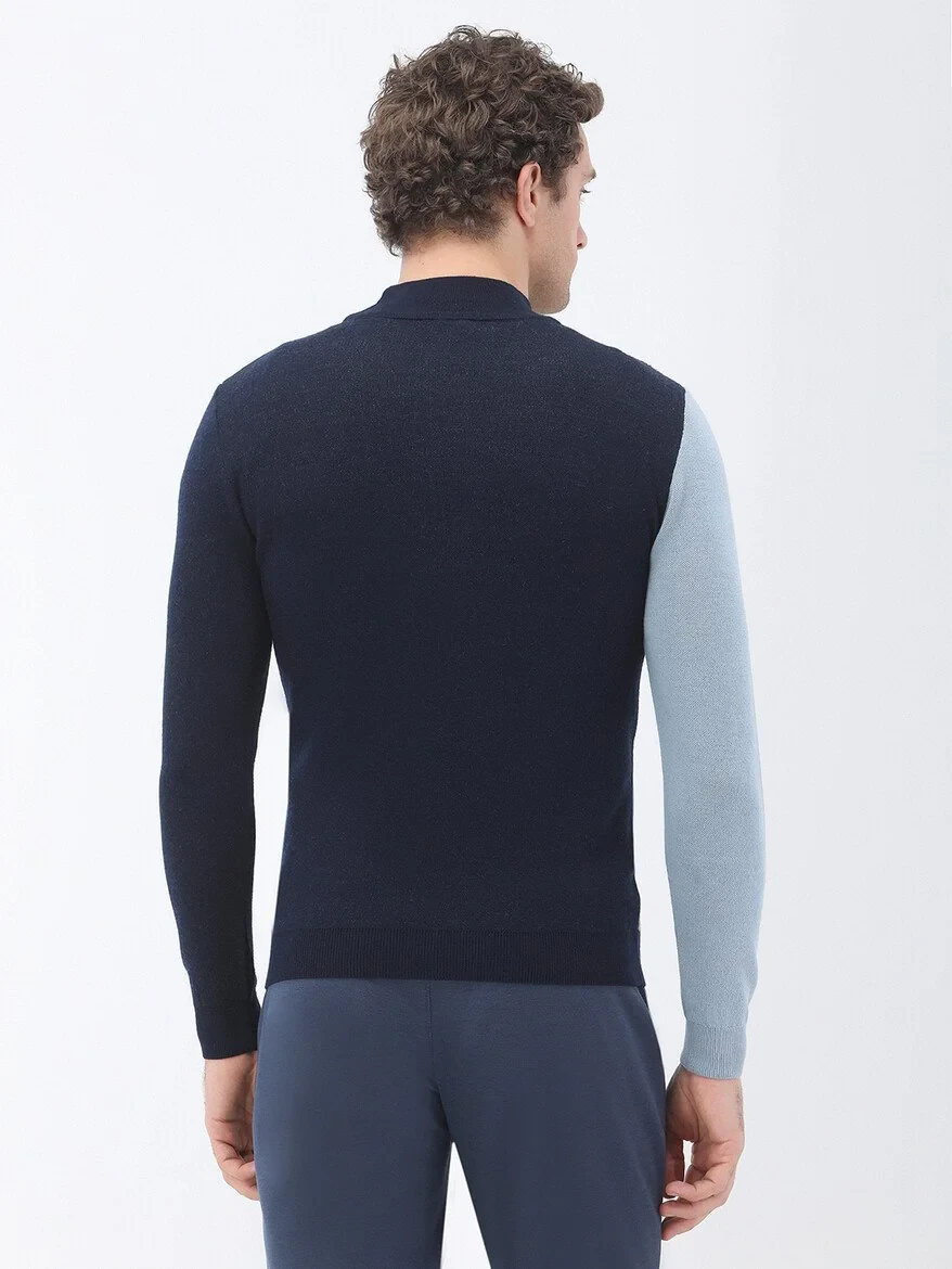 Navy Blue Knitwear Sweatshirt 