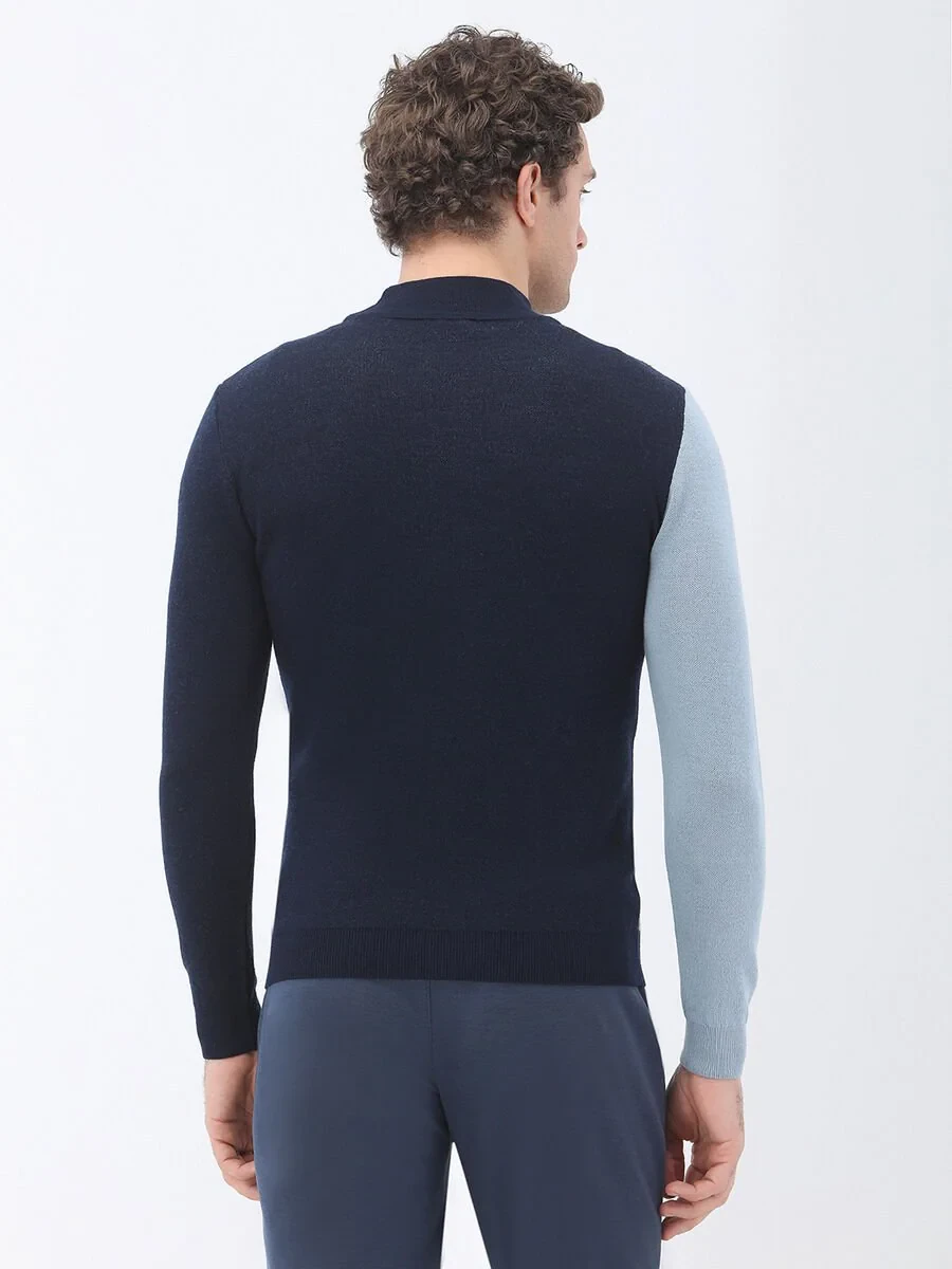 Navy Blue Knitwear Sweatshirt - 4
