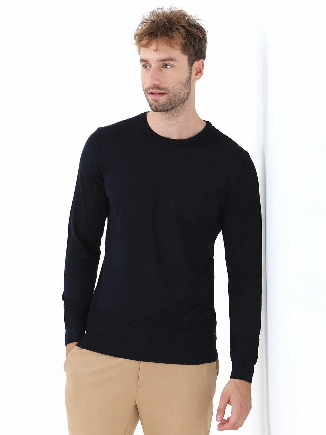 Navy Blue Knitwear Sweatshirt - 1