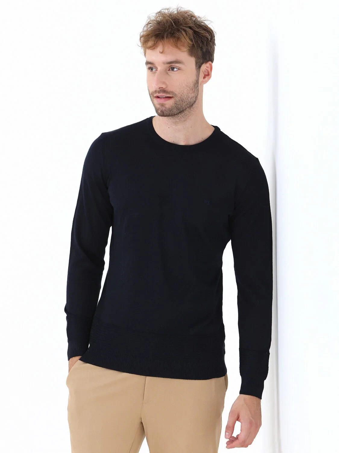 Navy Blue Knitwear Sweatshirt - 1