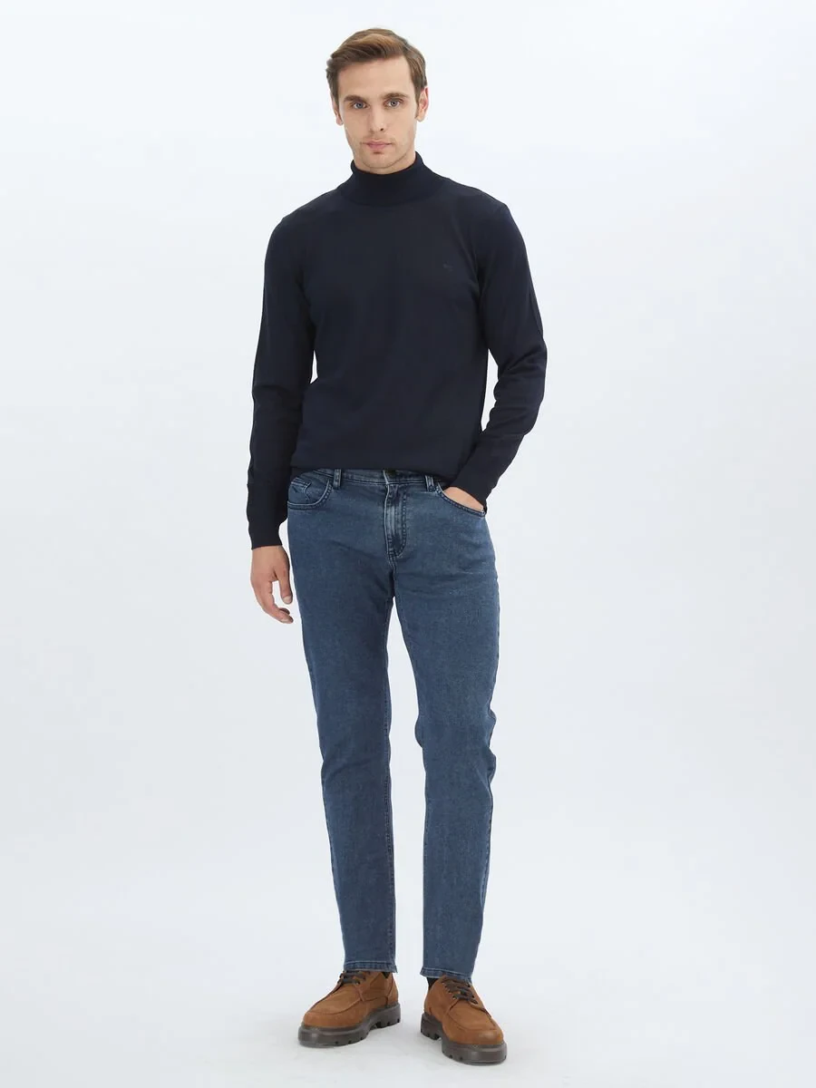 Navy Blue Knitwear Sweatshirt - 2