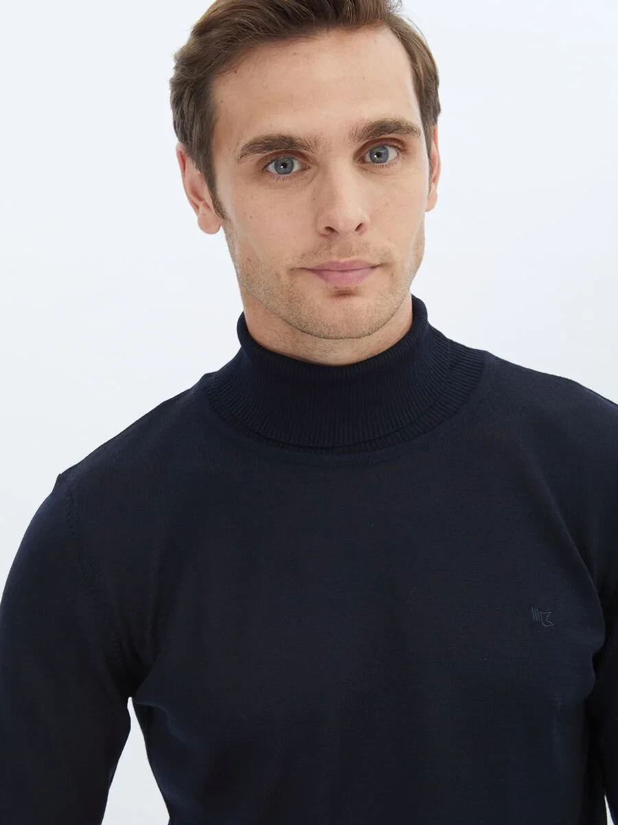 Navy Blue Knitwear Sweatshirt - 3
