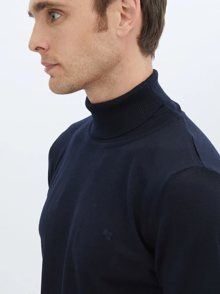 Navy Blue Knitwear Sweatshirt - 4