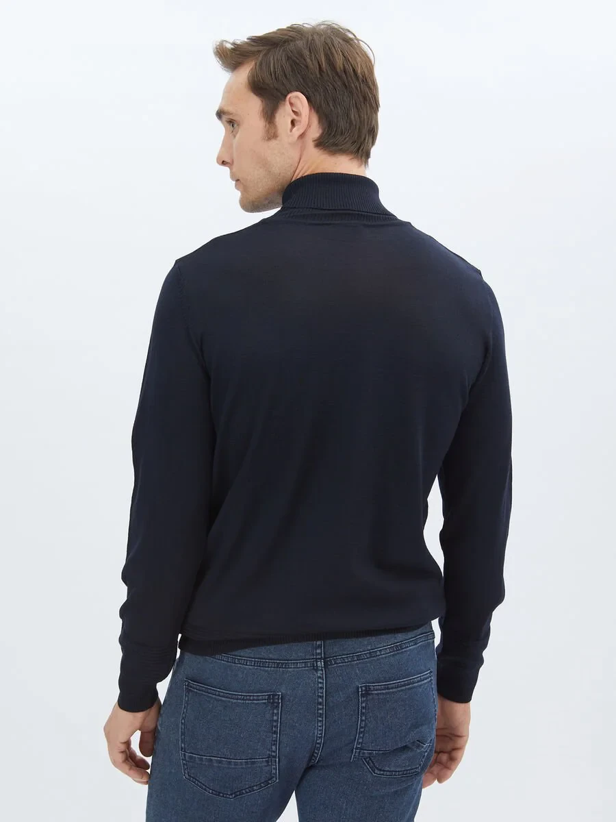 Navy Blue Knitwear Sweatshirt - 6