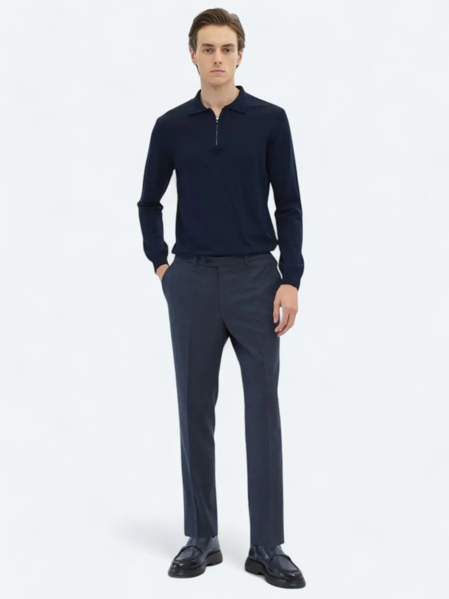Navy Blue Knitwear Sweatshirt - 2
