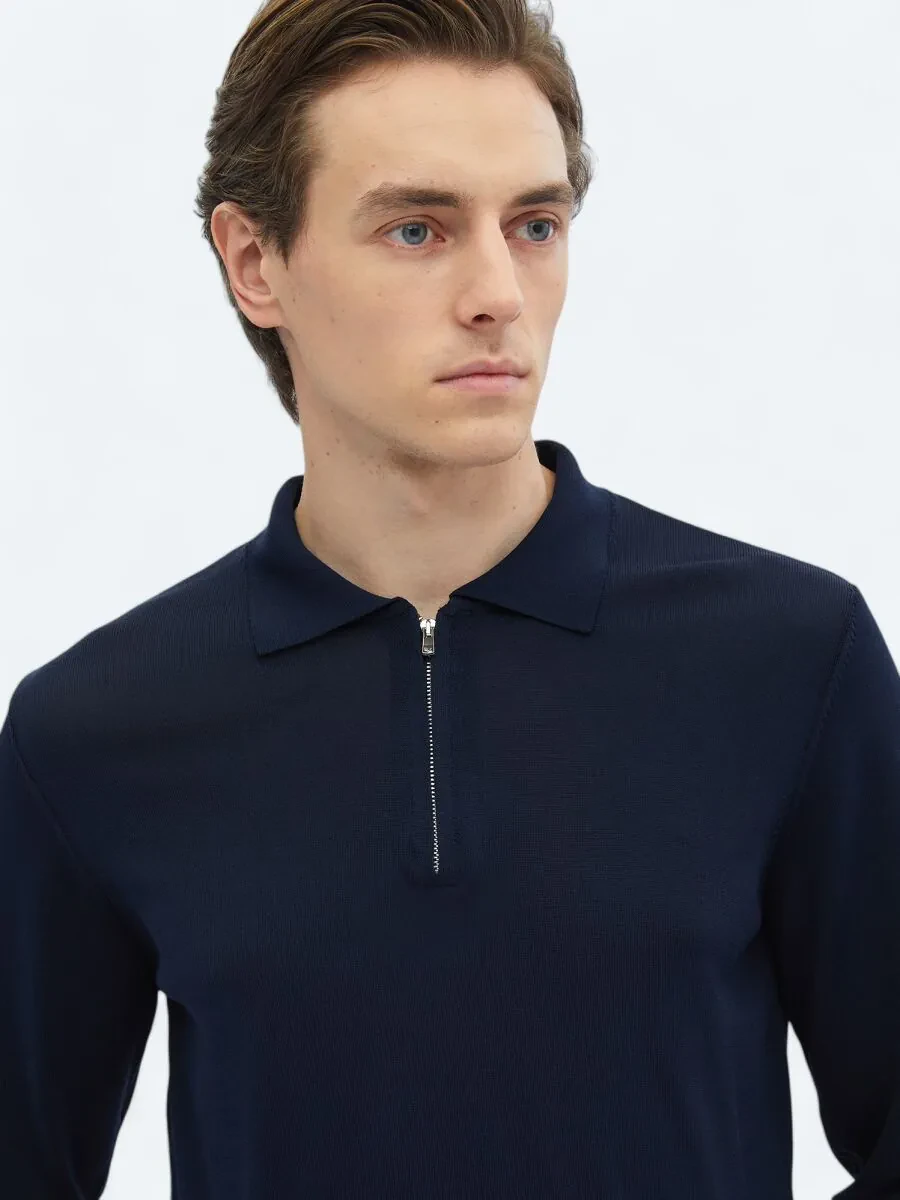 Navy Blue Knitwear Sweatshirt - 3