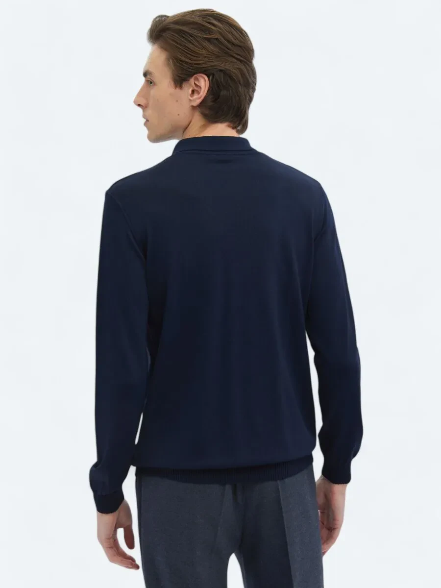 Navy Blue Knitwear Sweatshirt - 5