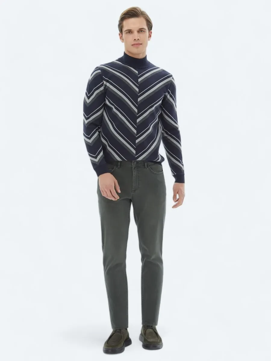 Navy Blue Knitwear Sweatshirt - 2