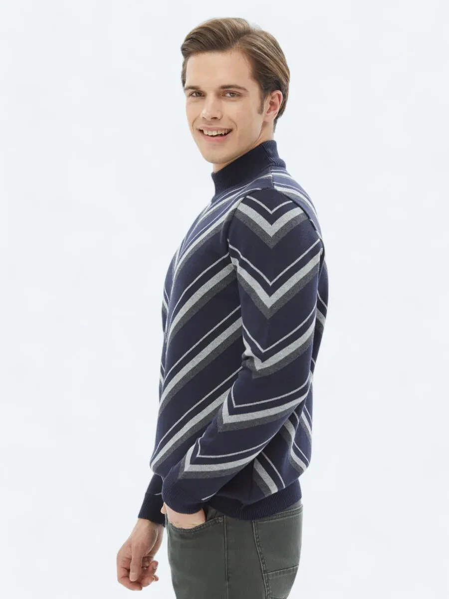 Navy Blue Knitwear Sweatshirt - 5