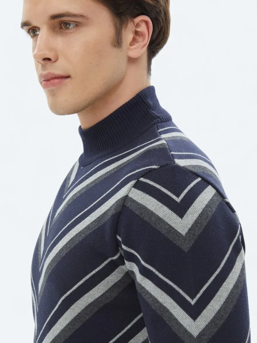 Navy Blue Knitwear Sweatshirt - 6