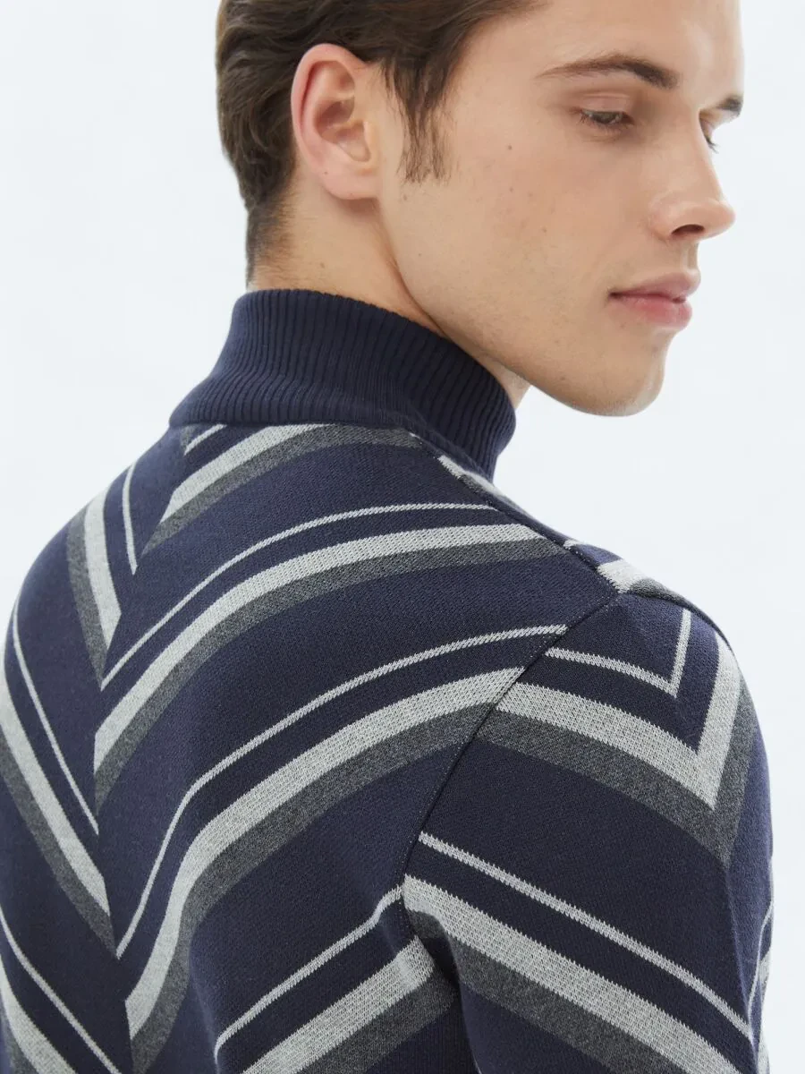 Navy Blue Knitwear Sweatshirt - 7