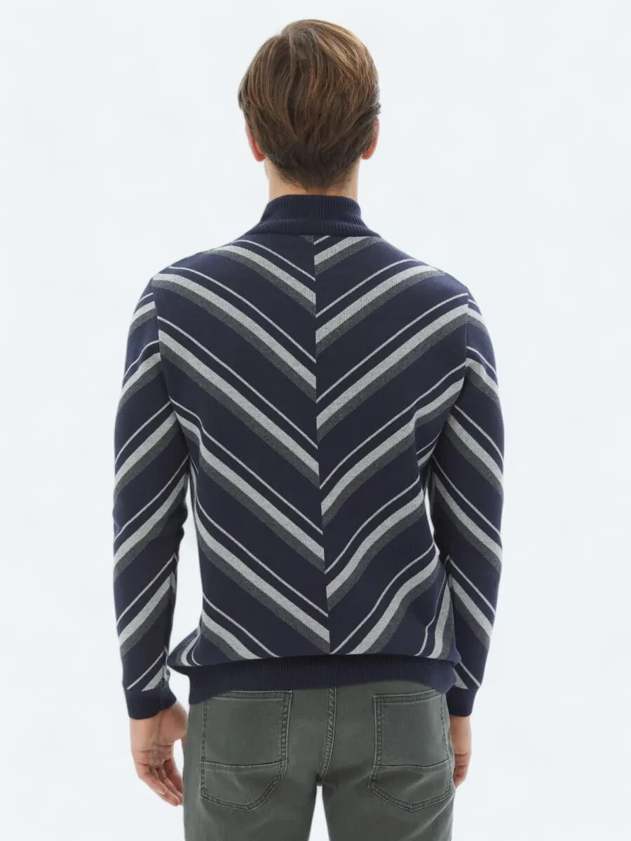 Navy Blue Knitwear Sweatshirt - 8