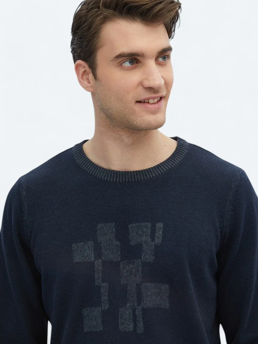 Navy Blue Knitwear Sweatshirt 