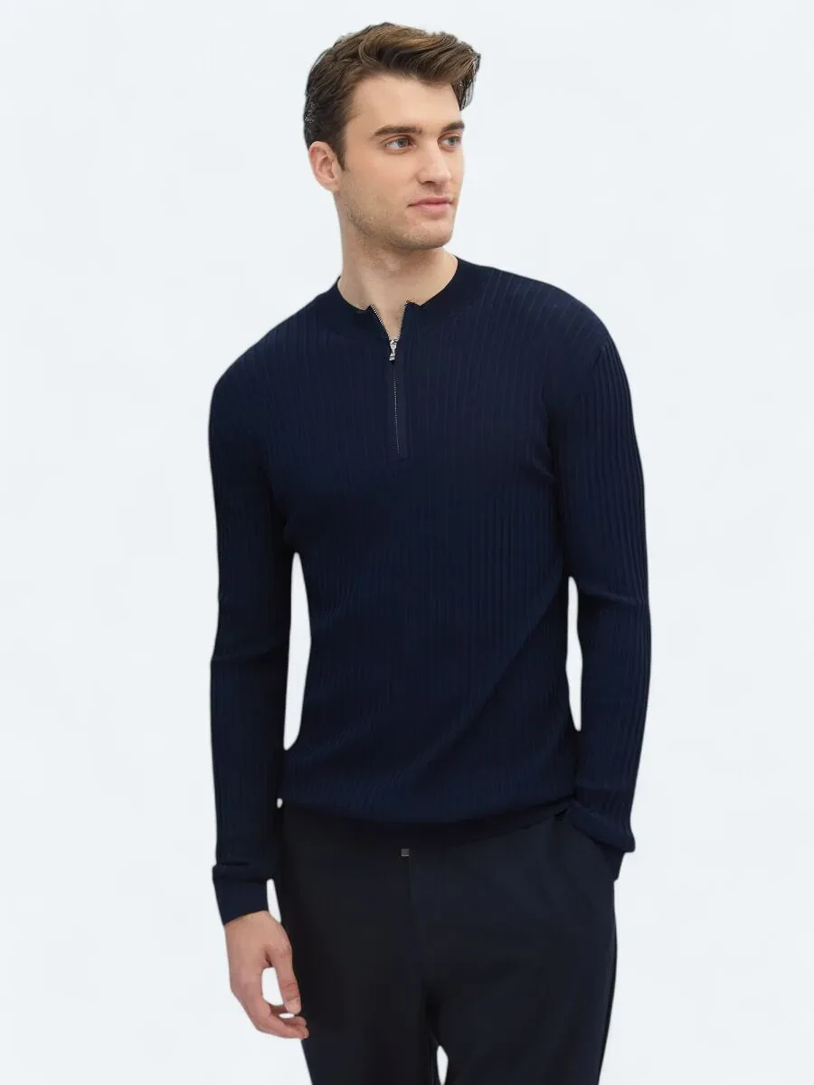 Navy Blue Knitwear Sweatshirt - 3