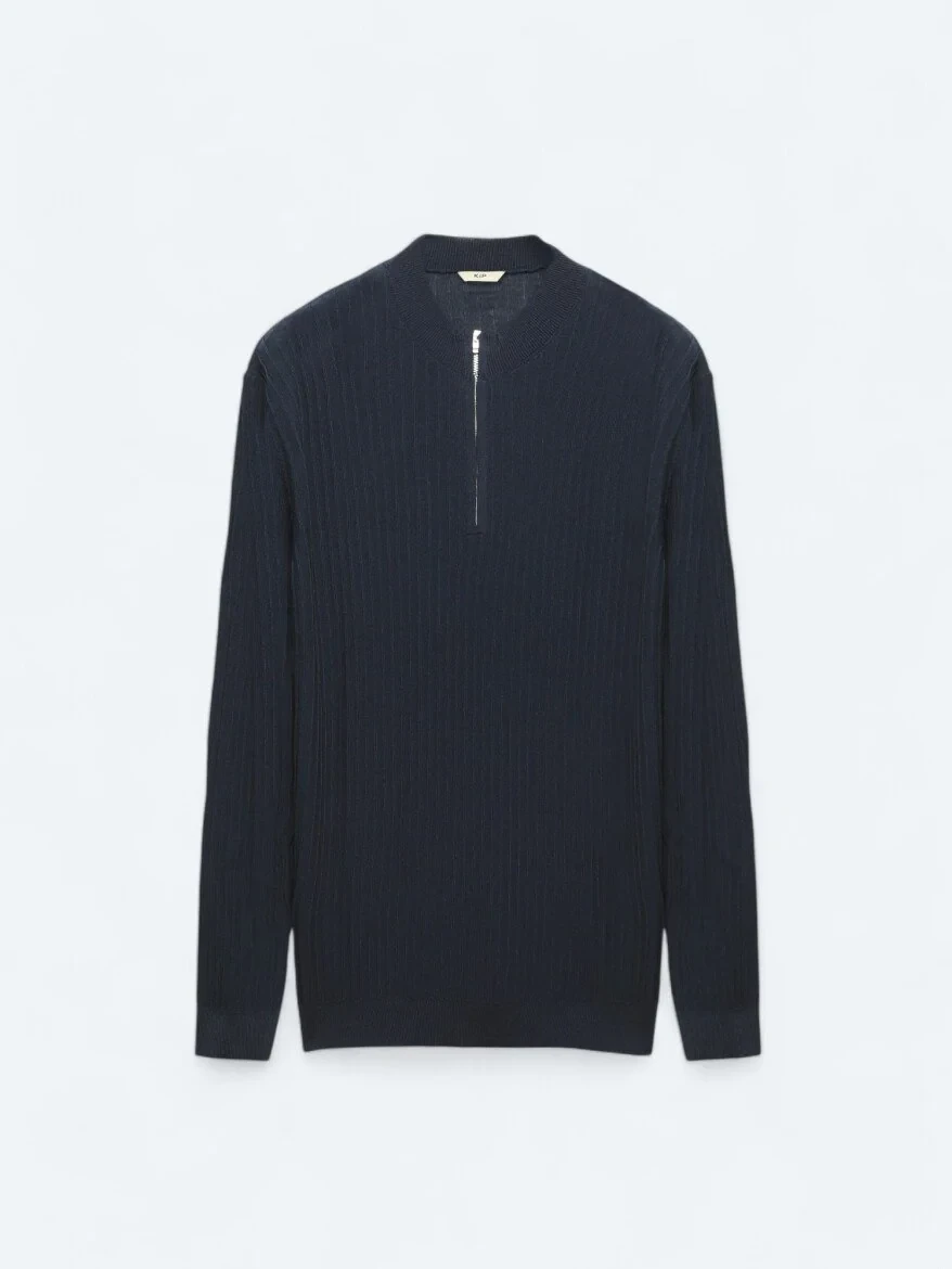 Navy Blue Knitwear Sweatshirt - 6
