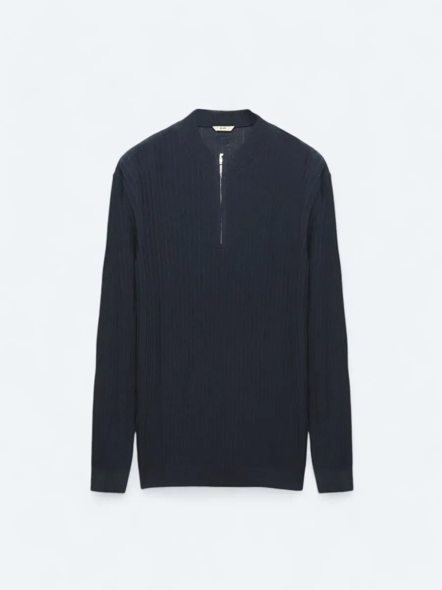 Navy Blue Knitwear Sweatshirt - 6