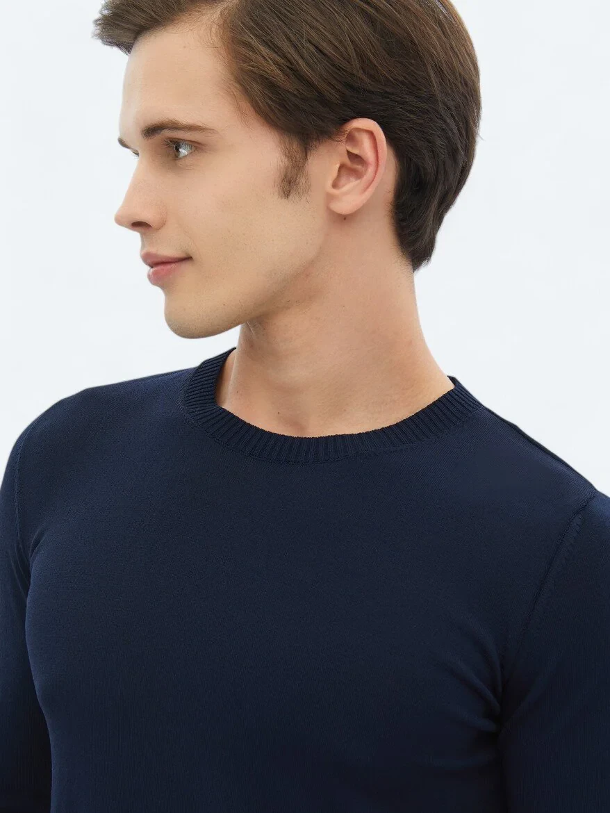 Navy Blue Knitwear Sweatshirt - 3