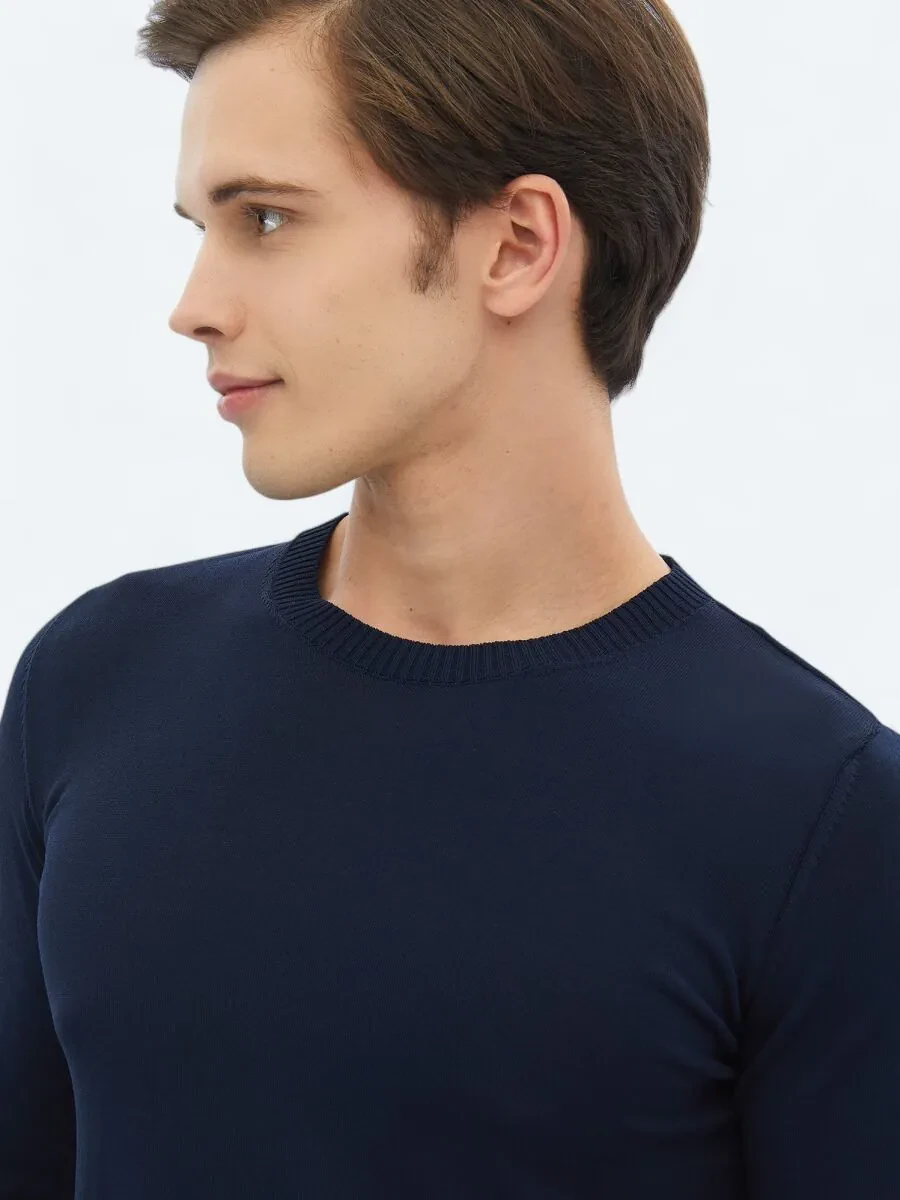 Navy Blue Knitwear Sweatshirt - 3