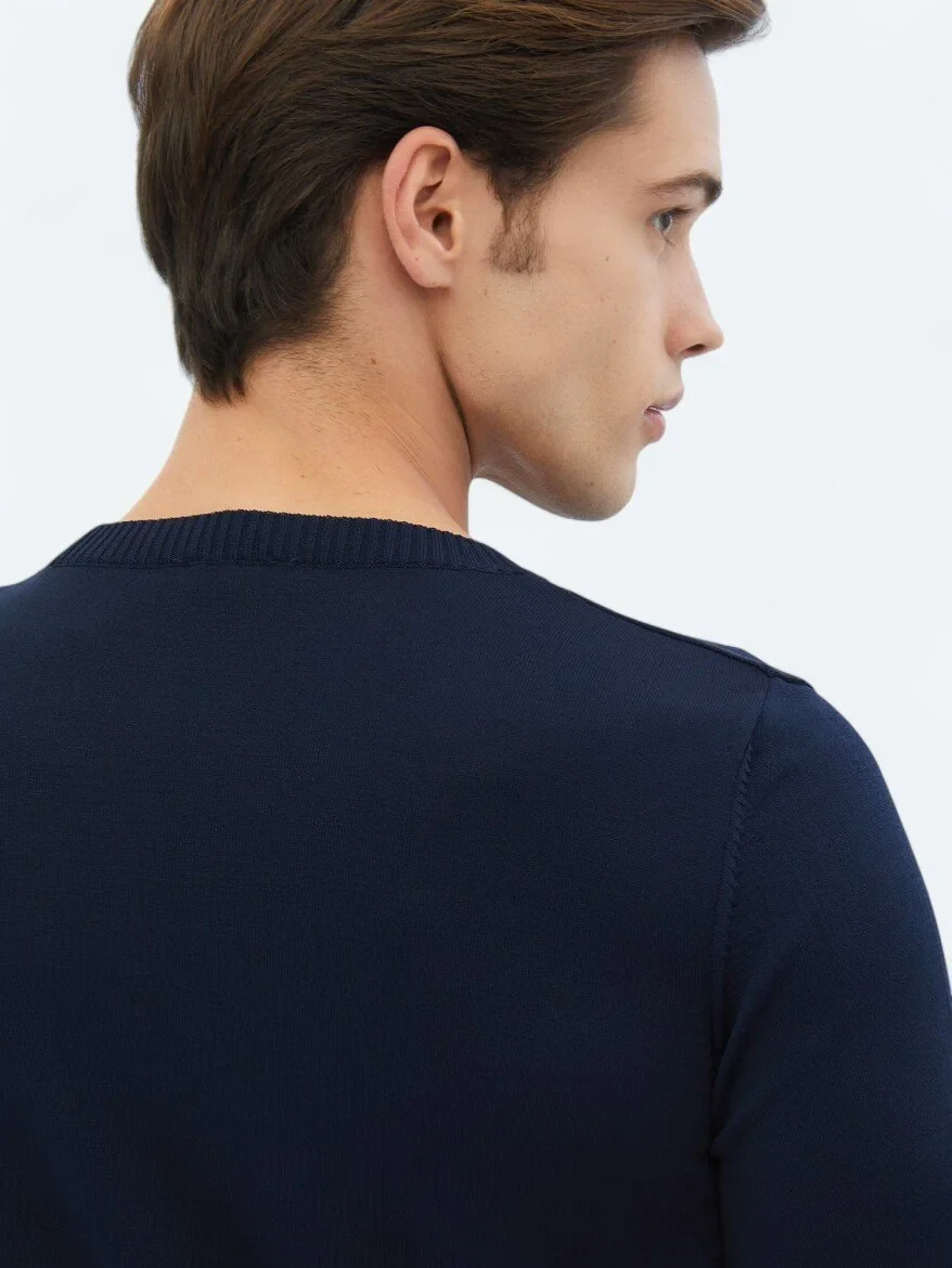 Navy Blue Knitwear Sweatshirt 