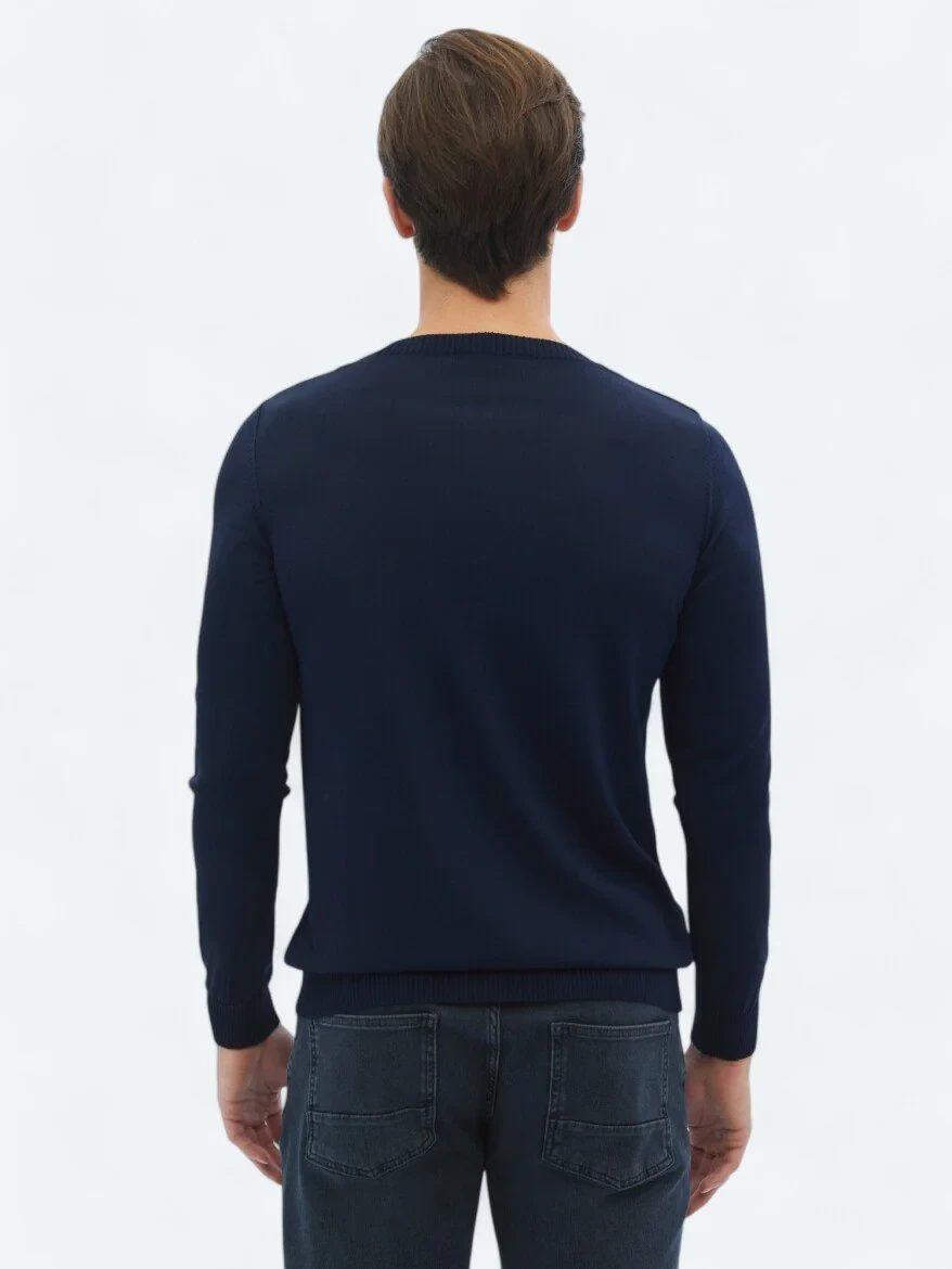 Navy Blue Knitwear Sweatshirt - 5