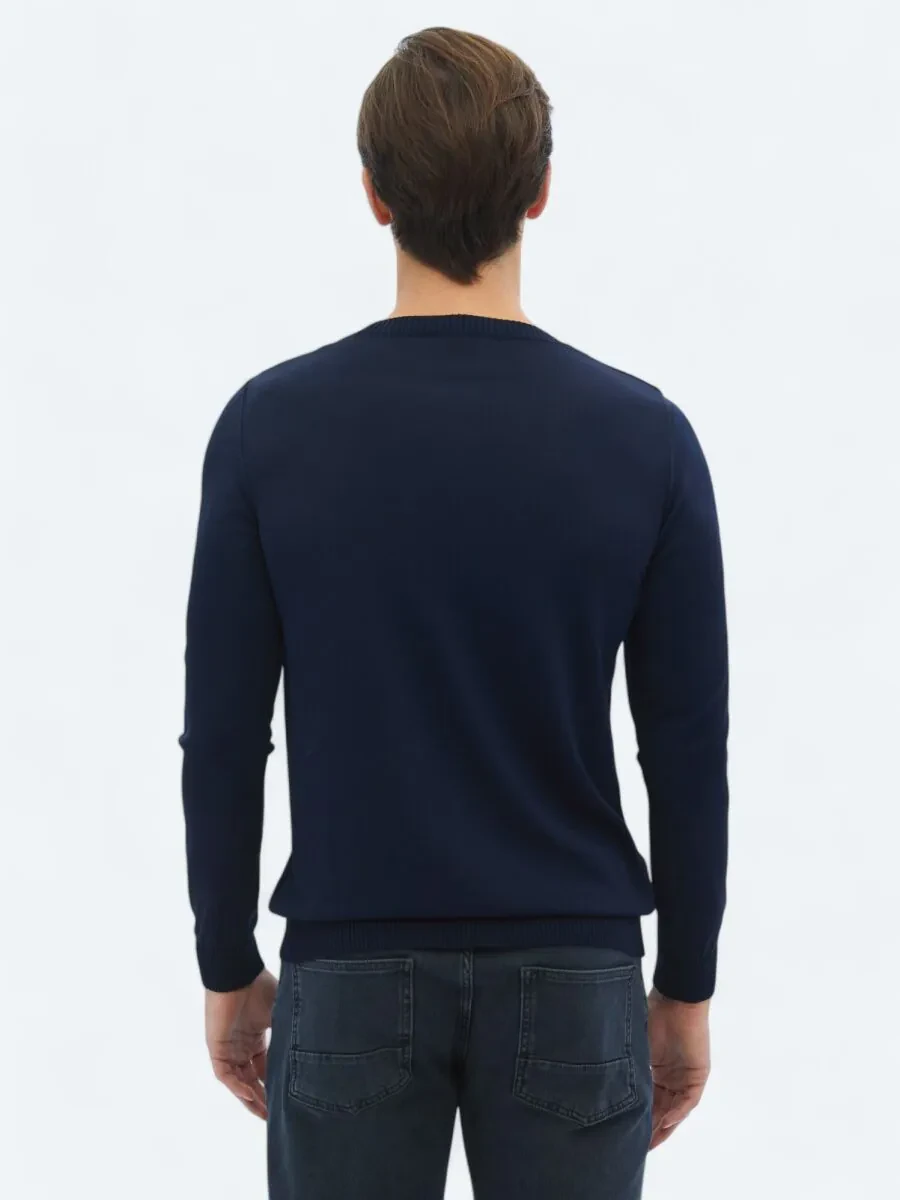 Navy Blue Knitwear Sweatshirt - 5