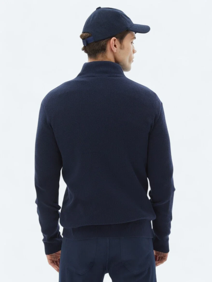Navy Blue Knitwear Sweatshirt - 5