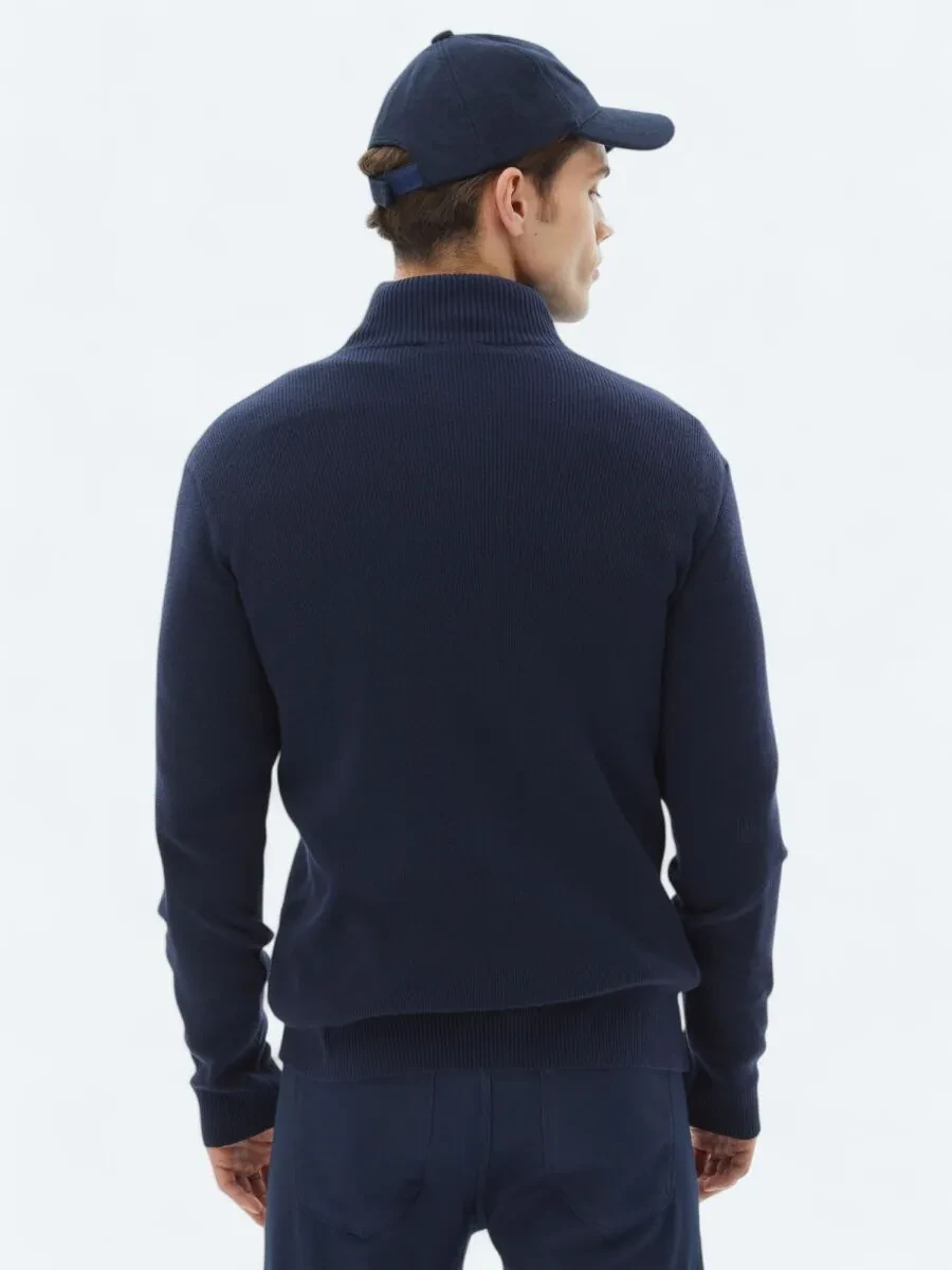 Navy Blue Knitwear Sweatshirt - 5