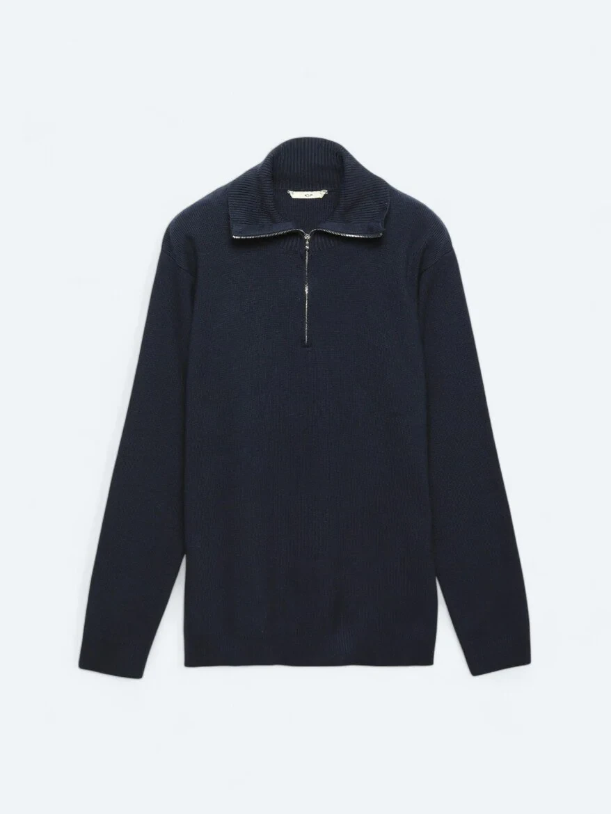 Navy Blue Knitwear Sweatshirt - 6