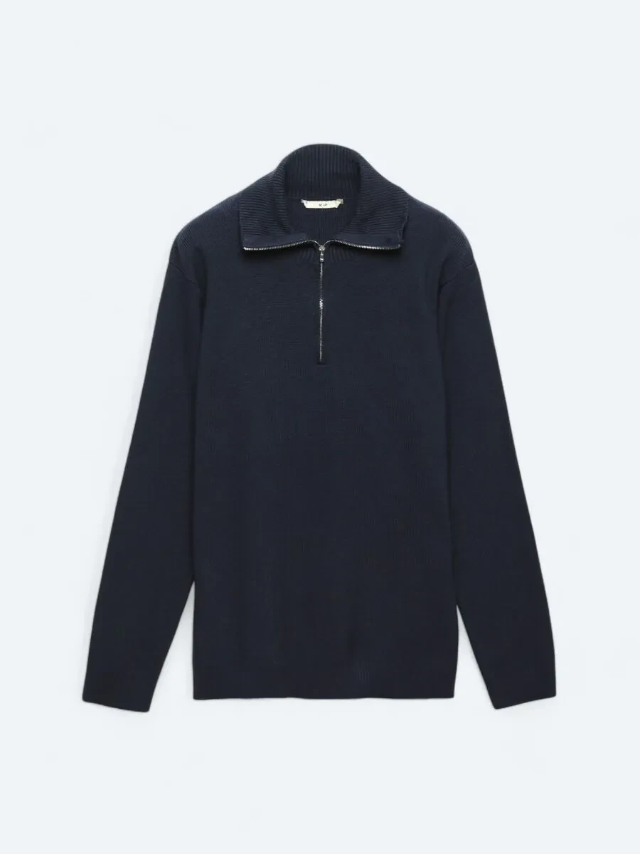 Navy Blue Knitwear Sweatshirt - 6