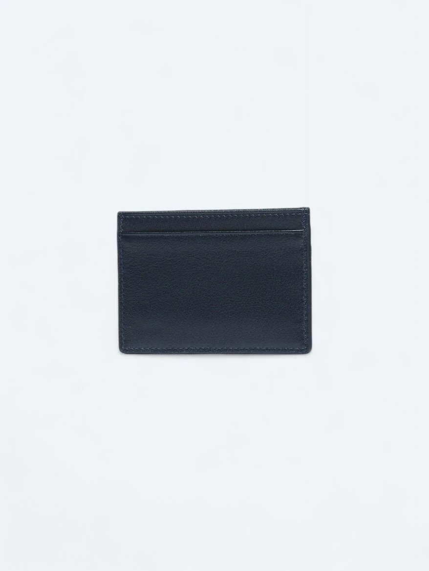 Navy Blue Leather Card Holder 