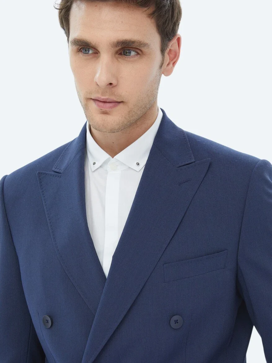 Navy Blue Micro Slim Fit Suit - 2