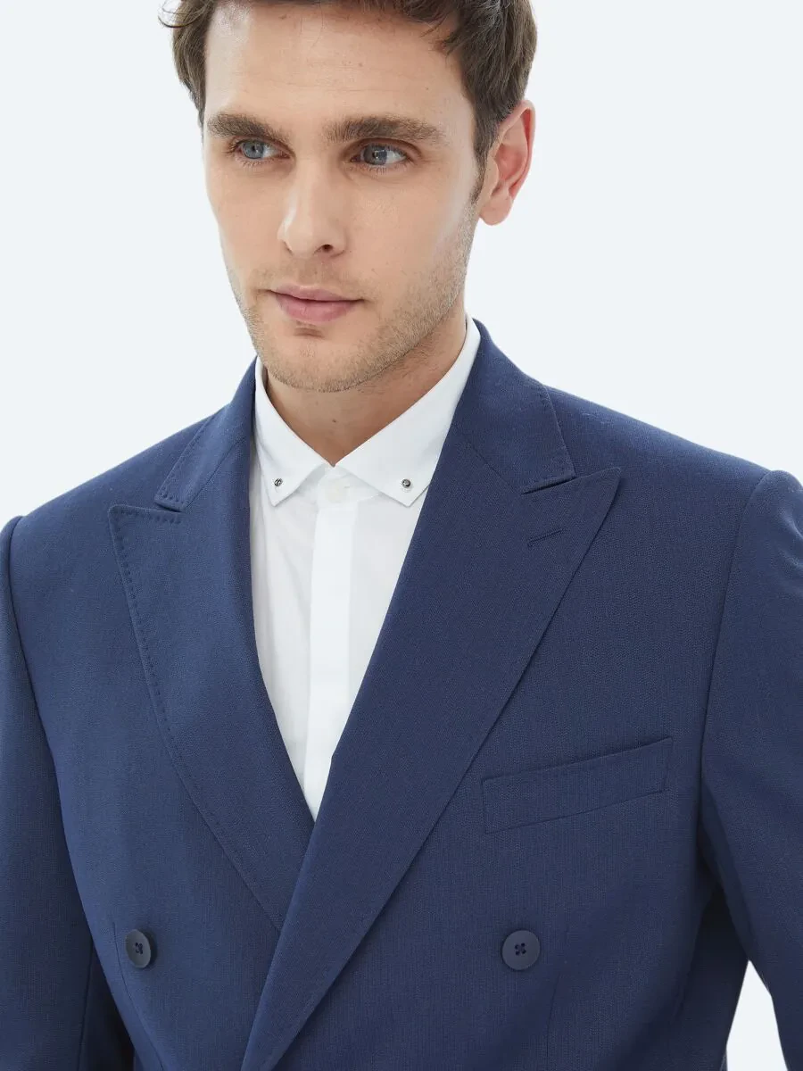 Navy Blue Micro Slim Fit Suit - 2
