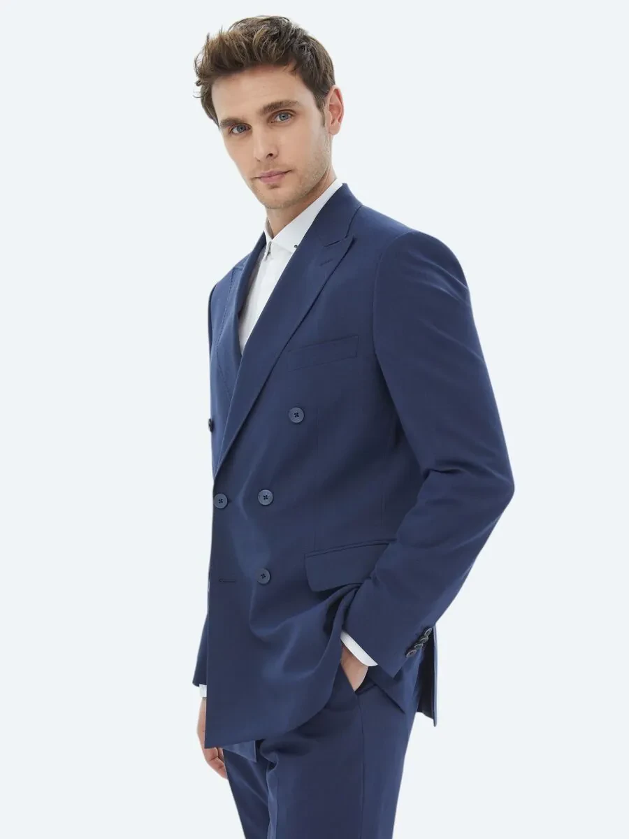 Navy Blue Micro Slim Fit Suit - 4