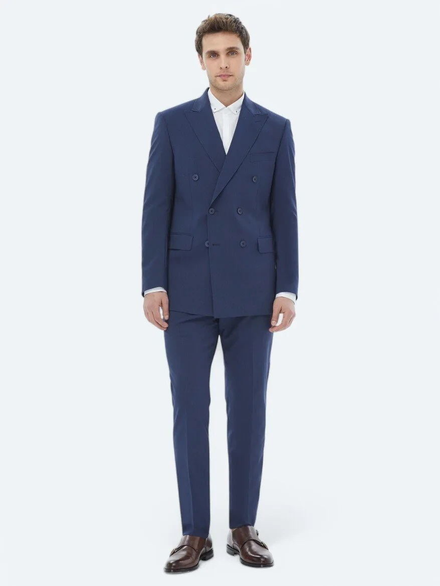 Navy Blue Micro Slim Fit Suit - 5