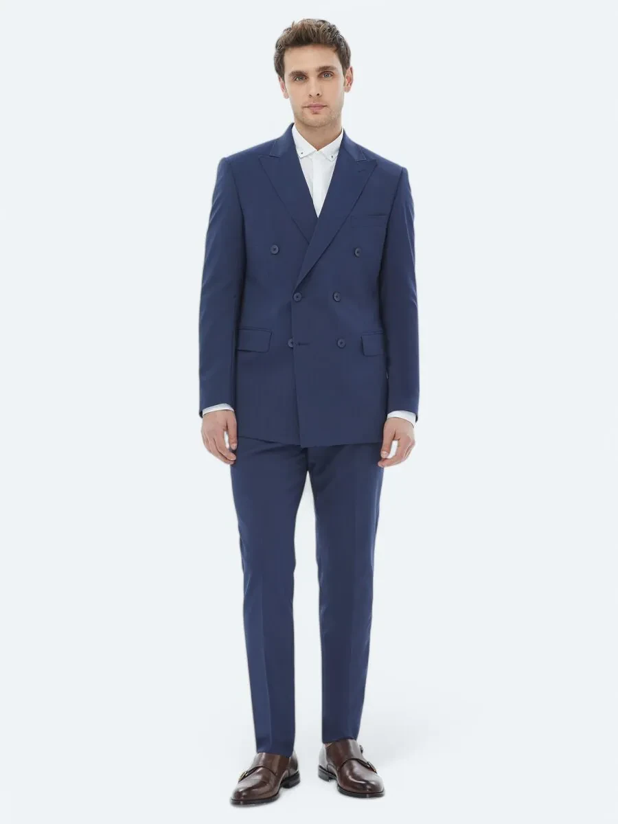 Navy Blue Micro Slim Fit Suit - 5