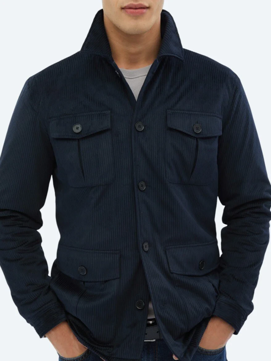 Navy Blue Overshirt - 4