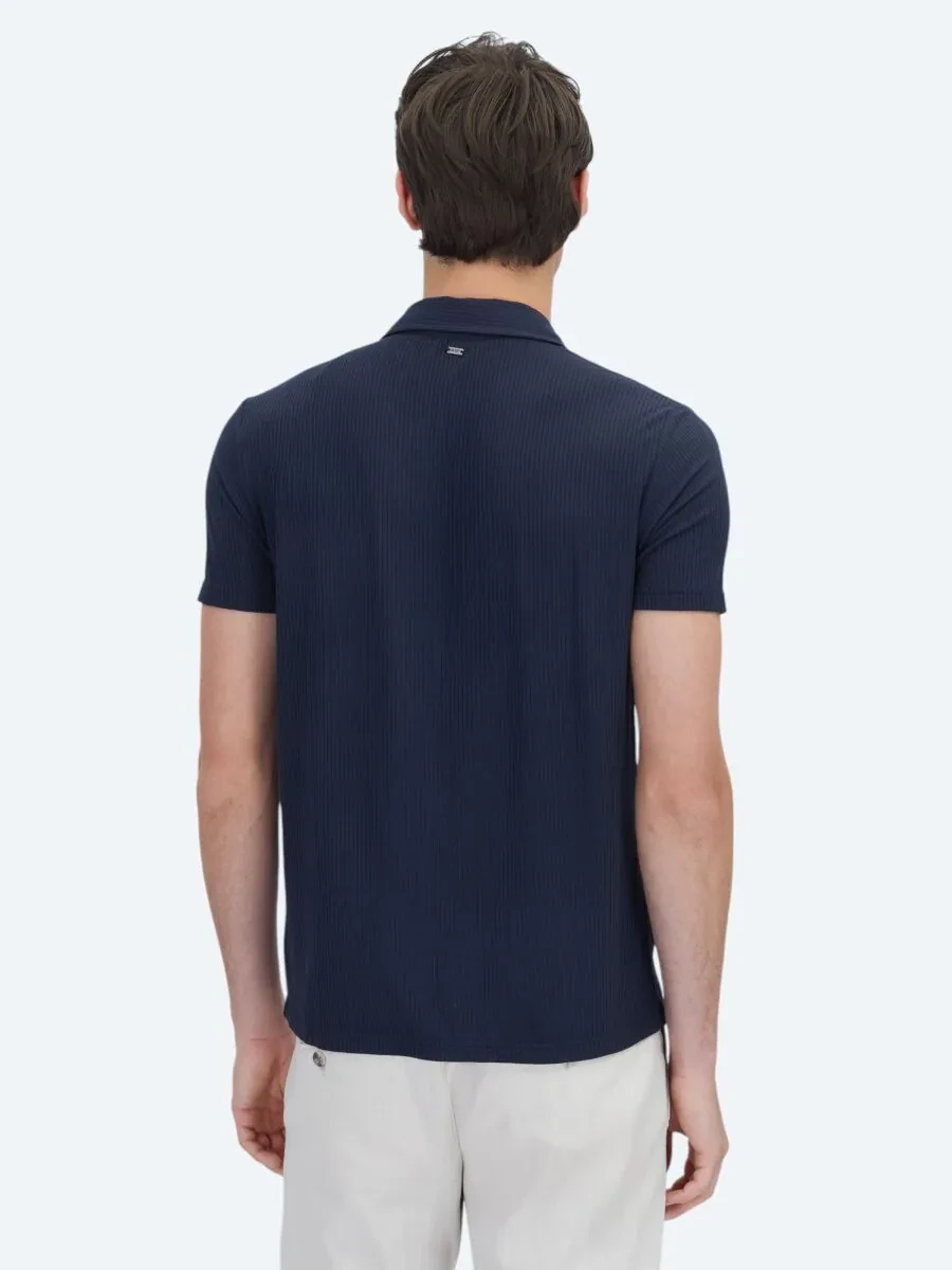 Navy Blue Patterned Regular Fit Knitting Casual Shirt - 5