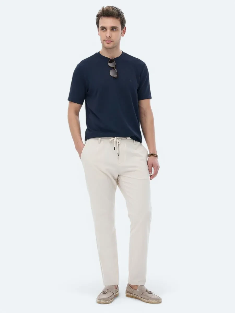 Navy Blue Plain Crew Neck T-Shirt - 2