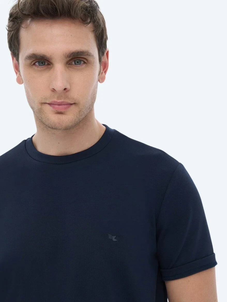 Navy Blue Plain Crew Neck T-Shirt 