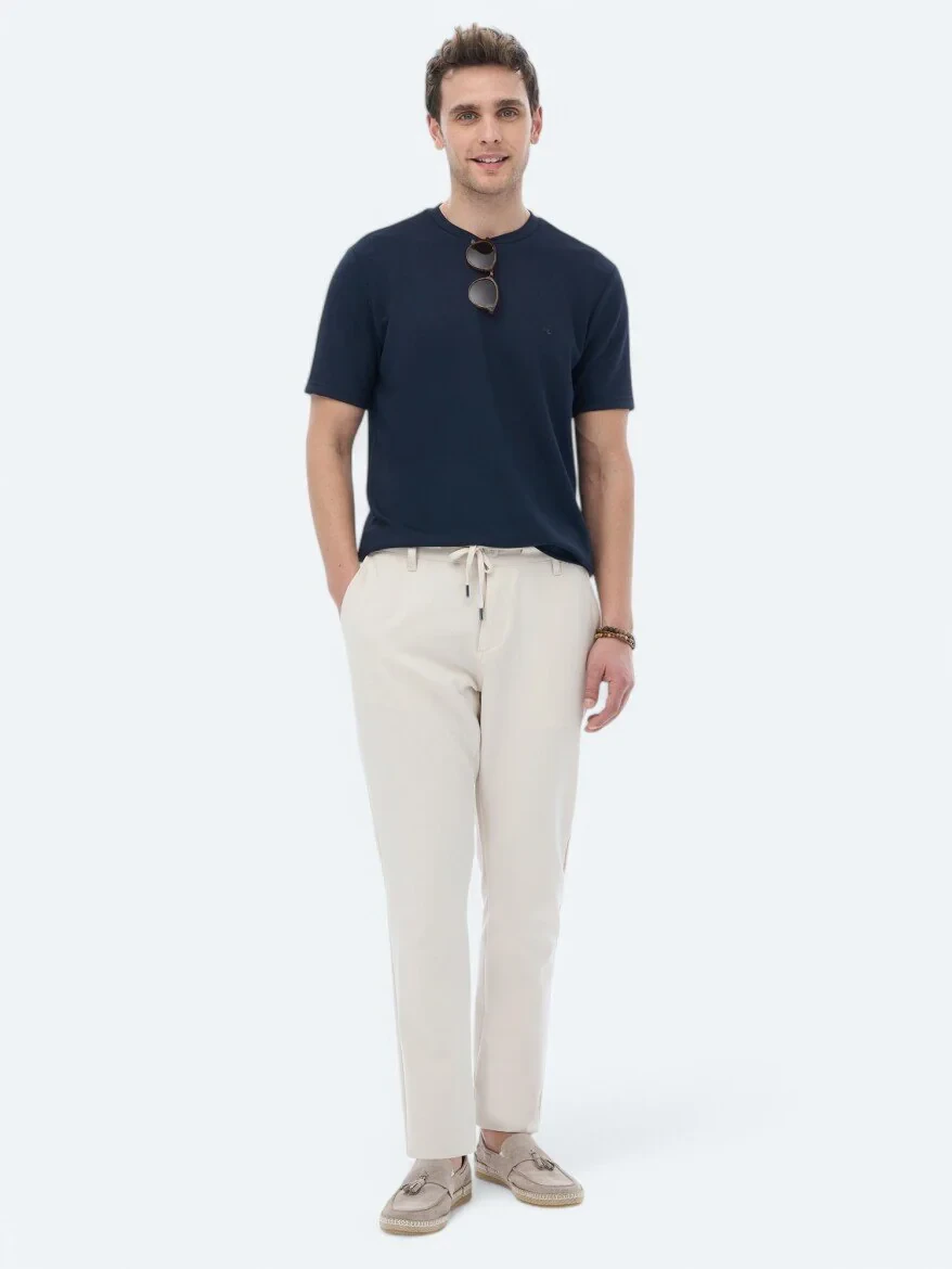 Navy Blue Plain Crew Neck T-Shirt - 5
