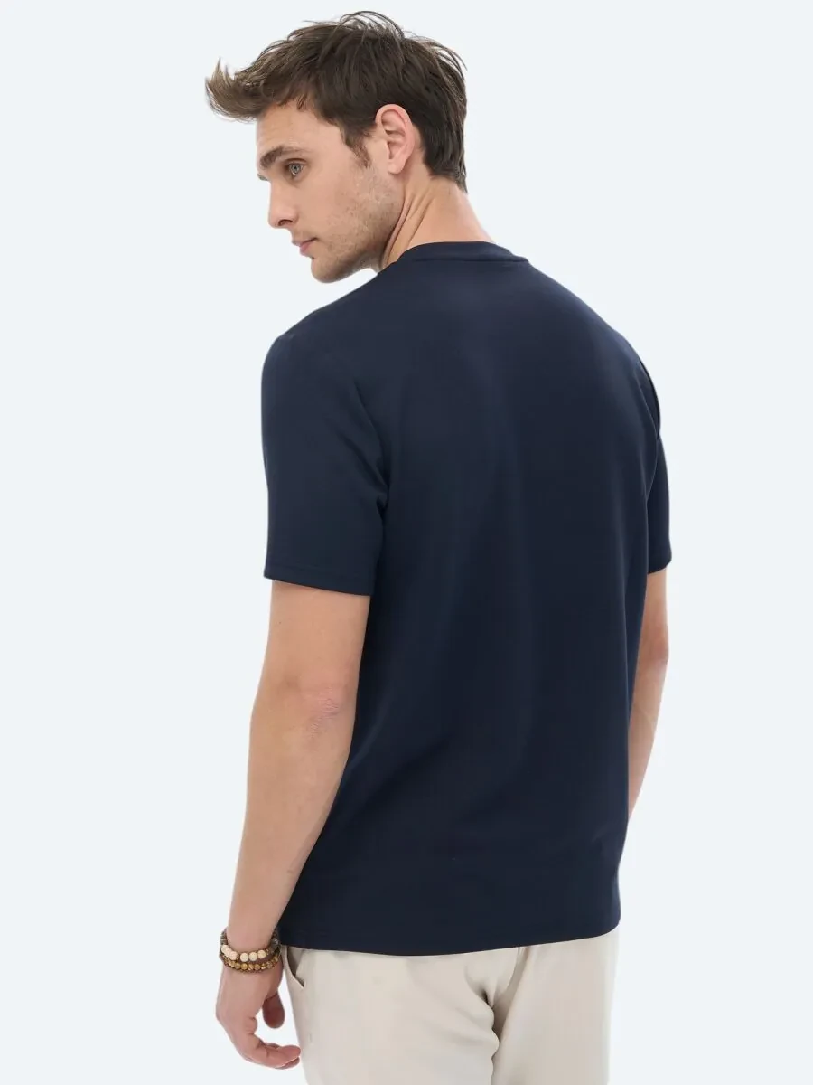 Navy Blue Plain Crew Neck T-Shirt - 8
